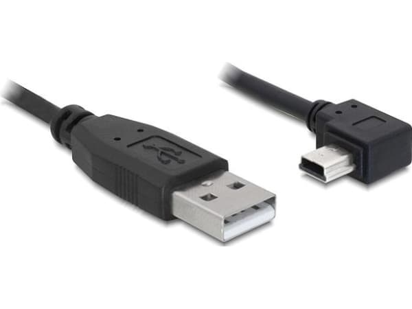 Delock - USB-kabel - USB (hane) till mini-USB typ B (hane) - 1 m - högervinklad kontakt