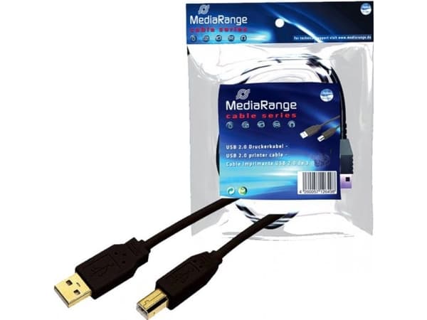 MediaRange Printer Cable - USB-kabel - USB (hann) til USB-type B (hann) - 1.8 m - svart