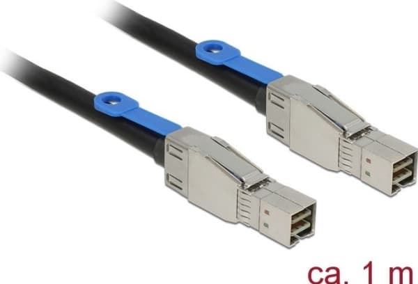 DeLOCK 83394, 1 m, Mini SAS HD x 4 SFF 8644, Mini SAS HD x 4 SFF 8644, Uros/uros, Musta, Hopea