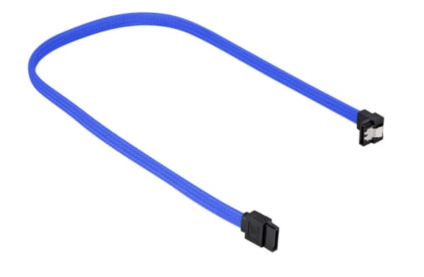Sharkoon - SATA-kabel - Serial ATA 150/300/600 - SATA (hunn) til SATA (hunn) - 60 cm - 90°-kontakt, låst - blå