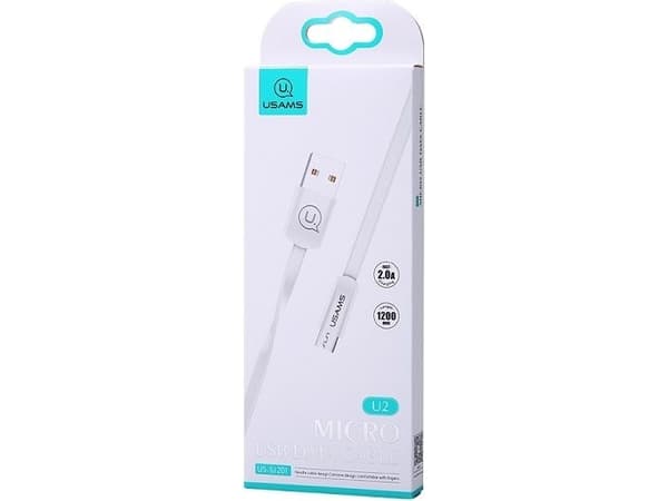 Usams USB cable USAMS U2 microUSB flat cable 1.2m white/white SJ201MIC02 (US-SJ201)