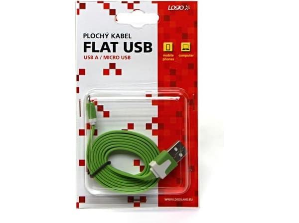 USB-logotyp USB-A - microUSB-kabel 1 m Grön