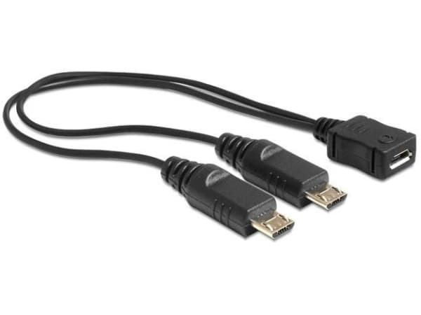 DeLOCK - USB-kaapeli - Micro-USB Type B (han) til Micro-USB Type B (hun) - 20,5 cm - lajittelu - lajittelu