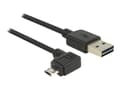 Miniatyrbild 1 av 5: Delock - USB-kabel - USB (hane) rak till mikro-USB typ B (hane) vinklad - USB 2.0 - 2 m - reversibla kontakter - svart