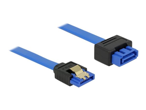 Delock - SATA-förlängningskabel - Serial ATA 150/300/600 - SATA (R) till SATA (P) spärrad - 20 cm - blå