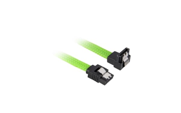 Sharkoon - SATA-kabel - Serial ATA 150/300/600 - SATA (hunn) til SATA (hunn) - 60 cm - 90°-kontakt, låst - grønn