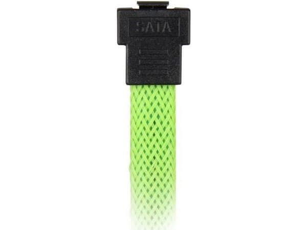 Sharkoon - SATA-kabel - Serial ATA 150/300/600 - SATA (hunn) til SATA (hunn) - 45 cm - 90°-kontakt, låst - grønn