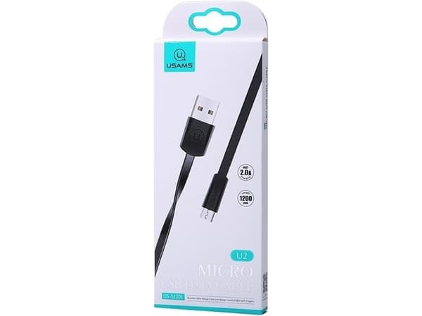 Usams USAMS USB cable Flat cable U2 microUSB 1.2m black/black SJ201MIC01 (US-SJ201)