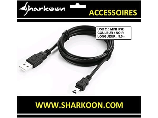 Sharkoon - USB-kabel - mini-USB typ B (hane) till USB (hane) - USB 2.0 - 3 m - svart