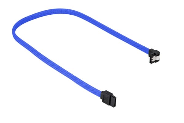 Sharkoon - SATA-kabel - Serial ATA 150/300/600 - SATA (hona) till SATA (hona) - 45 cm - 90° kontakt, sprintlåsning - blå