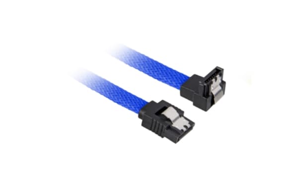 Sharkoon - SATA-kabel - Serial ATA 150/300/600 - SATA (hona) till SATA (hona) - 45 cm - 90° kontakt, sprintlåsning - blå