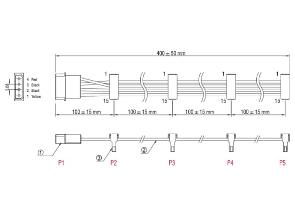 Delock - Strømadapter - 4-pin intern strøm (P) til SATA-strøm (R) - 40 cm - multifarge