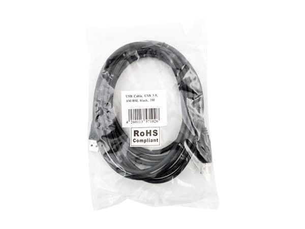 LogiLink 3m USB 3.0, 3 m, USB A, USB B, USB 3.2 Gen 1 (3.1 Gen 1), Hane/Hane, Svart