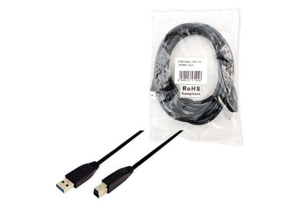 LogiLink 3m USB 3.0, 3 m, USB A, USB B, USB 3.2 Gen 1 (3.1 Gen 1), Hane/Hane, Svart