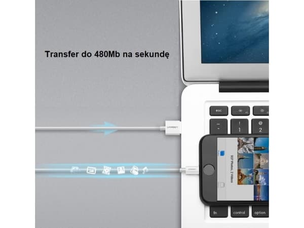 Ugreen cable USB 2.0 A lightning 2m, 5V/2.4A iPhone 7 / 7plus / 6S/ 6 / 6 Plus, iPhone 5s/5c/5, iPad Mini/Mini 2, iPad, 1 m, Lightning, USB A, Hankop