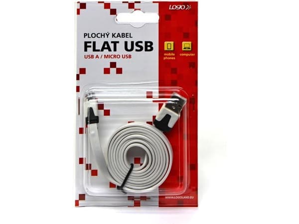 USB-logotyp USB-A - microUSB-kabel 1 m Vit