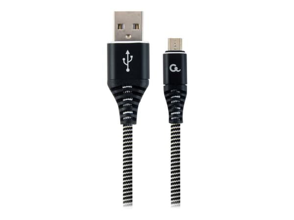 Cablexpert Premium - USB-kabel - Micro-USB Type B (hane) till USB (hane) - USB 2.0 - 2.1 A - 1 m - vit, svart
