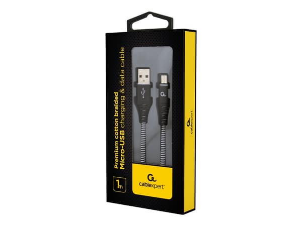 Cablexpert Premium - USB-kabel - Micro-USB Type B (hane) till USB (hane) - USB 2.0 - 2.1 A - 1 m - vit, svart