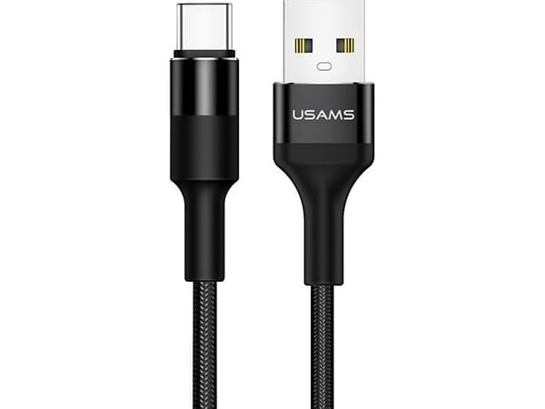 Usams USB cable U5 braided cable 2A USB-C 1.2m black US-SJ221 -SJ221TC01