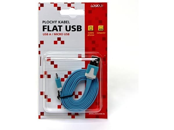 USB-logotyp USB-A - microUSB-kabel 1 m Blå