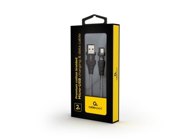 Cablexpert Premium - USB-kabel - Micro-USB Type B (hann) til USB (hann) - USB 2.0 - 2.1 A - 2 m - svart, hvit