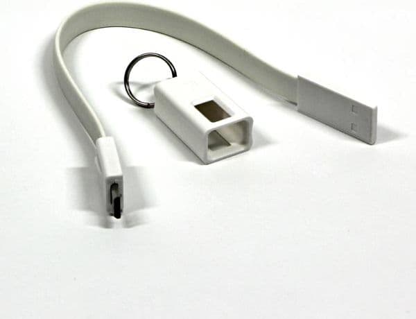 Logo microUSB USB cable, key ring, white