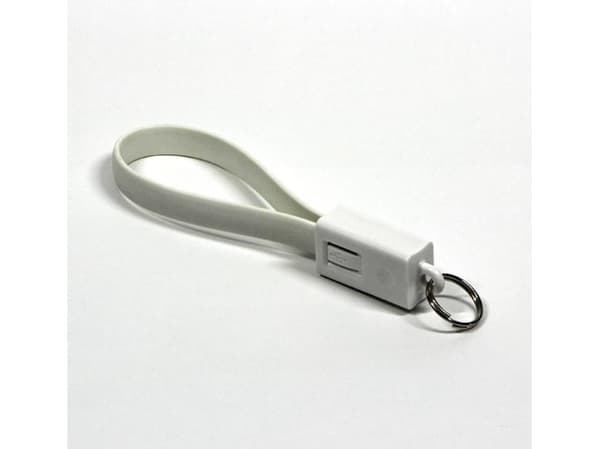 Logo microUSB USB cable, key ring, white