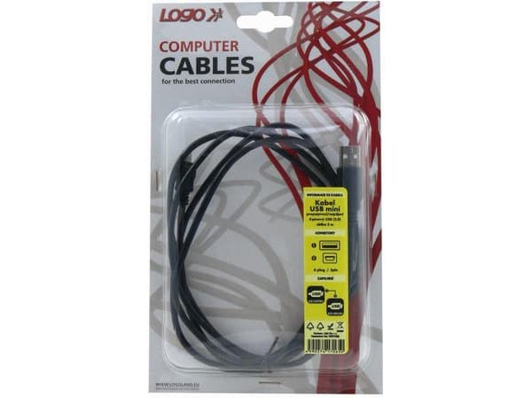 USB-logotyp USB-A - miniUSB-kabel 2 m Grå (17065)