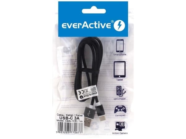 Everactive CBS-1CB, 1 m, USB A, USB C, 480 Mbit/s, Sort