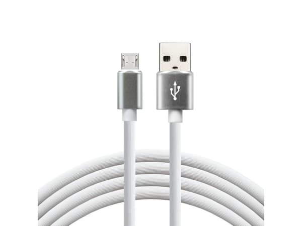 everActive USB-kabel 1m - vit, silikon, stöder snabbladdning, 2,4A - CBS-1MW