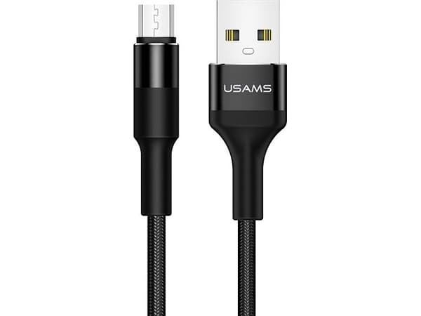 Usams USB cable Braided cable U5 2A micro USB 1.2m black US-SJ224 -SJ224USB01