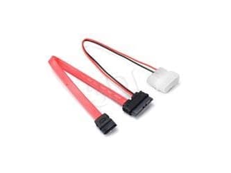 Akyga - SATA-kabel - SATA, 4 pin intern effekt till SATA-kombination (hona) - 20 cm - svart, röd
