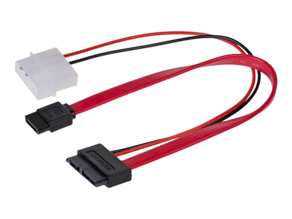 Akyga - SATA-kabel - SATA, 4 pin intern effekt till SATA-kombination (hona) - 20 cm - svart, röd