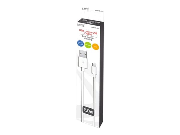 SAVIO CL-124 - USB-kabel - USB (hane) till Micro-USB Typ B (hane) - USB 2.0 - 2,1 A - 2 m - vit