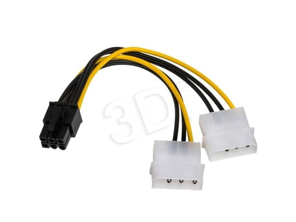 Akyga - Strømadapter - 6-pins PCIe-strøm (hann) til 4-pins intern strøm (12V) (hunn) - 15 cm