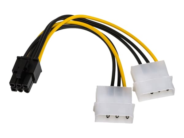 Akyga - Strømadapter - 6-pins PCIe-strøm (hann) til 4-pins intern strøm (12V) (hunn) - 15 cm