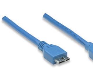 Manhattan USB 3.0, A/Micro-B, 1 m, 1 m, USB A, Micro-USB B, USB 3.2 Gen 1 (3.1 Gen 1), Hane/Hane, Blå