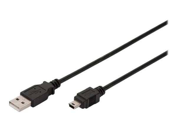 DIGITUS - USB-kabel - USB (hane) till mini-USB typ B (hane) - USB 2.0 - 1.8 m - formpressad - svart