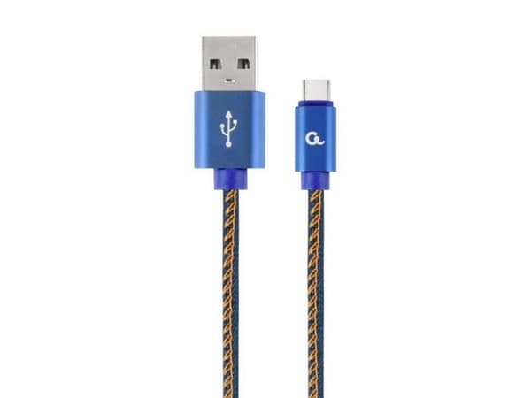 Cablexpert Premium jeans (denim) - USB-kaapeli - USB-C (han) til USB (han) - USB 2.0 - 2.1 A - 1 m - sininen