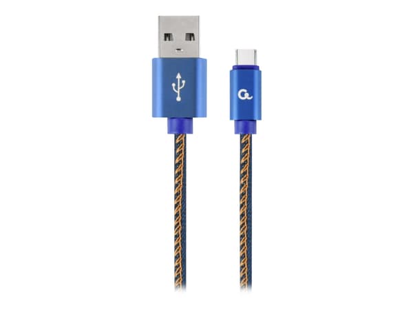 Cablexpert Premium jeans (denim) - USB-kaapeli - USB-C (han) til USB (han) - USB 2.0 - 2.1 A - 1 m - sininen