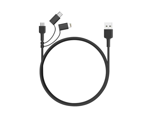 AUKEY CB-BAL5, 1,2 m, Lightning, USB C, Hankjønn, Hankjønn, Svart