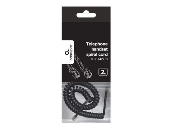 Cablexpert - Hodetelefonkabel - RJ-10 hann til RJ-10 hann - 2 m - svart - rullet sammen