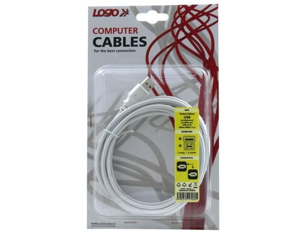 USB-kabellogo USB-A - USB-A 3 m Hvit (17060)