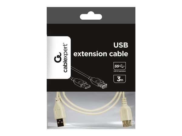 Cablexpert CC-USB2-AMAF-75CM - USB-forlengelseskabel - USB (hunn) til USB (hann) - USB 2.0 - 75 cm - formstøpt - beige (en pakke 300)