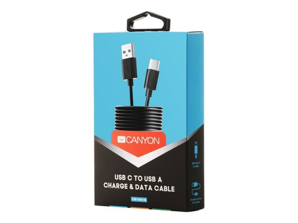 Canyon CNE-USBC1B - USB-kabel - 24 pin USB-C (hane) till USB (hane) - USB 2.0 - 5 V - 1 A - 1 m - svart