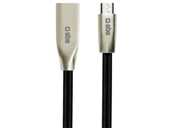 SBS TECABLEMICROIRONK, 1,5 m, USB A, Micro-USB B, USB 2.0, Hane/Hane, Svart