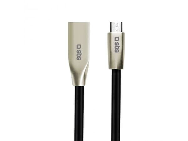 SBS TECABLEMICROIRONK, 1,5 m, USB A, Micro-USB B, USB 2.0, Hane/Hane, Svart