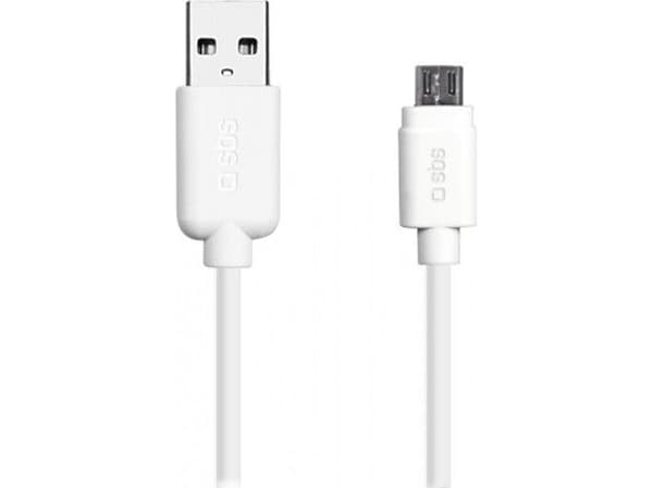 SBS TECABLEMICROW, 1 m, Micro-USB B, USB A, USB 2.0, Hvit