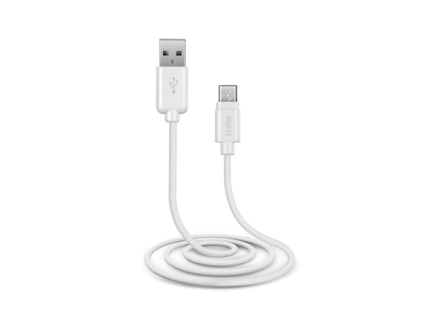 SBS TECABLEMICROW, 1 m, Micro-USB B, USB A, USB 2.0, Hvit