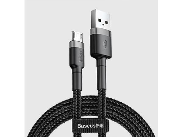 Baseus CAMKLF-CG1, 2 m, USB A, Micro-USB B, Svart, Grå